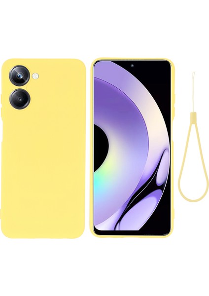 Realme 10 4g Hassas Kesik Telefon Kılıfı Sıvı Silikon Düşmeye Dayanıklı Arka Kapak Kayışlı-Sarı (Yurt Dışından)