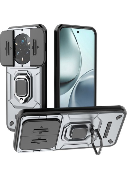 Realme 14 Pro+5g Kılıf Pc+Tpu Kickstand Telefon Koruyucu Lens Kapağı Ile-Gri (Yurt Dışından)