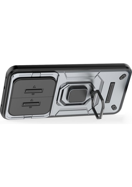Realme 14 Pro+5g Kılıf Pc+Tpu Kickstand Telefon Koruyucu Lens Kapağı Ile-Gri (Yurt Dışından)