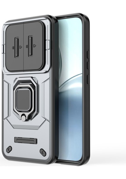 Realme 14 Pro+5g Kılıf Pc+Tpu Kickstand Telefon Koruyucu Lens Kapağı Ile-Gri (Yurt Dışından)