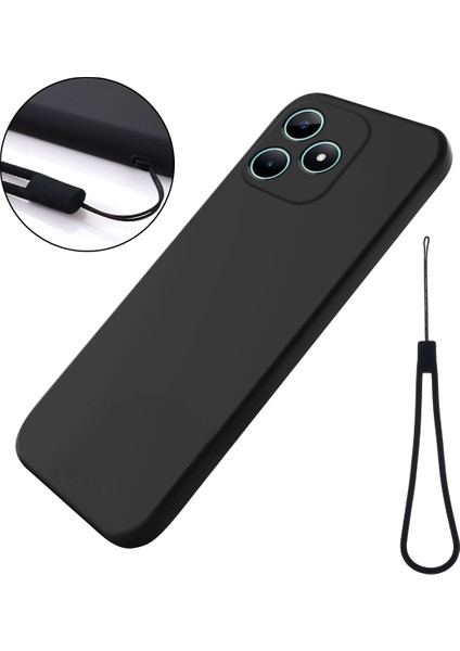 Realme Note 50 4g Kılıf Bilek Kayışlı Sıvı Silikon Telefon Kılıfı-Siyah (Yurt Dışından)