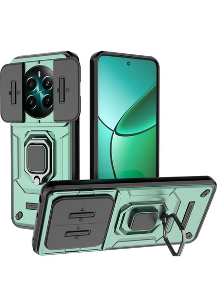 Realme 12 4g/12+5g Kılıf Pc+Tpu Koruyucu Telefon Kılıfı Sürgülü Kamera Koruyucu-Yeşil (Yurt Dışından)