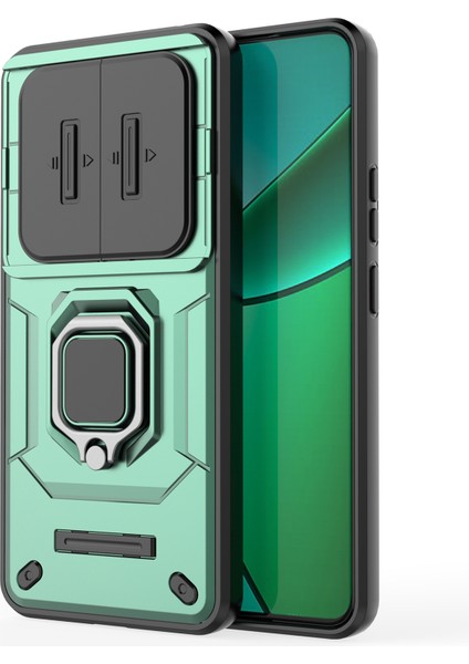 Realme 12 4g/12+5g Kılıf Pc+Tpu Koruyucu Telefon Kılıfı Sürgülü Kamera Koruyucu-Yeşil (Yurt Dışından) modelleri