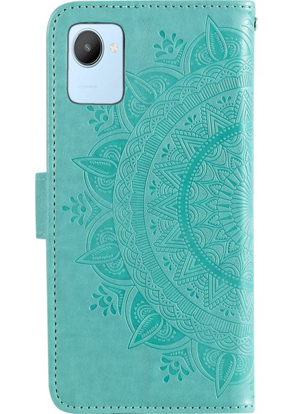 Realme C30 4g Için Mandala Çiçek Desenli Baskılı Telefon Kılıfı, Pu Deri El Kayışı Tasarımı Manyetik Düşmeye Karşı Kapak Standı Cüzdan-Yeşil (Yurt Dışından) indirimleri