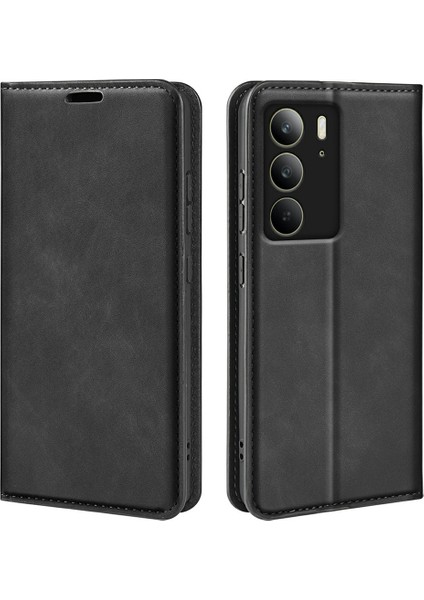 Realme C75 Kılıf Cilt Dokunmatik Deri Cüzdan Telefon Kılıfı-Siyah (Yurt Dışından)