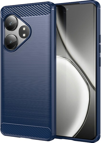 Realme Gt Neo6 5g/gt 6t 5g/gt 6 5g Kılıf Karbon Fiber Doku Tpu Fırçalanmış Telefon Kılıfı-Mavi (Yurt Dışından)