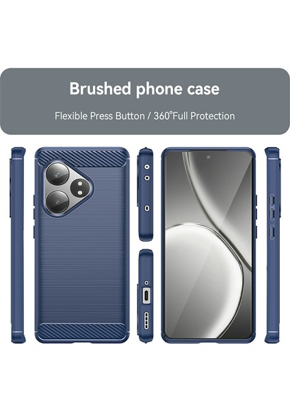 Realme Gt Neo6 5g/gt 6t 5g/gt 6 5g Kılıf Karbon Fiber Doku Tpu Fırçalanmış Telefon Kılıfı-Mavi (Yurt Dışından)