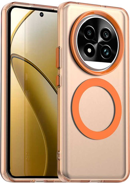 Realme 13 Pro 5g(Global)/13 Pro+5g(Global)Kılıf Magsafe Pc+Tpu+Pet Düşmeye Karşı Telefon Kılıfı ile Uyumlu-Turuncu (Yurt Dışından)