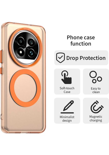 Realme 13 Pro 5g(Global)/13 Pro+5g(Global)Kılıf Magsafe Pc+Tpu+Pet Düşmeye Karşı Telefon Kılıfı ile Uyumlu-Turuncu (Yurt Dışından)