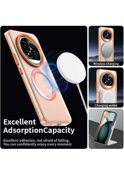 Realme 13 Pro 5g(Global)/13 Pro+5g(Global)Kılıf Magsafe Pc+Tpu+Pet Düşmeye Karşı Telefon Kılıfı ile Uyumlu-Turuncu (Yurt Dışından)