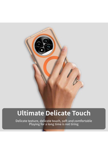 Realme 13 Pro 5g(Global)/13 Pro+5g(Global)Kılıf Magsafe Pc+Tpu+Pet Düşmeye Karşı Telefon Kılıfı ile Uyumlu-Turuncu (Yurt Dışından)