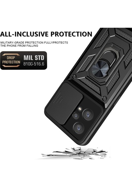 Realme 9 Pro+Sert Pc+Yumuşak Tpu Telefon Kılıfı Sürgülü Lens Koruma Halkası Kickstand Kılıf-Gümüş (Yurt Dışından) fiyatları