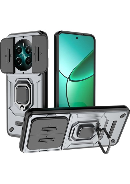Realme 12 4g/12+5g Kılıf Pc+Tpu Koruyucu Telefon Kılıfı Sürgülü Kamera Koruyucu-Gri (Yurt Dışından)