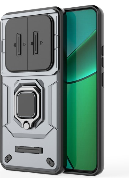 Realme 12 4g/12+5g Kılıf Pc+Tpu Koruyucu Telefon Kılıfı Sürgülü Kamera Koruyucu-Gri (Yurt Dışından) modelleri