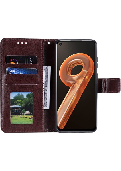 Realme 9i/oppo A36/A76 Baskılı Mandala Çiçek Pu Deri Kılıf Görüntüleme Standı Cüzdan Folio Flip Kılıf Bilek Kayışı Ile-Kahverengi (Yurt Dışından) fırsatları