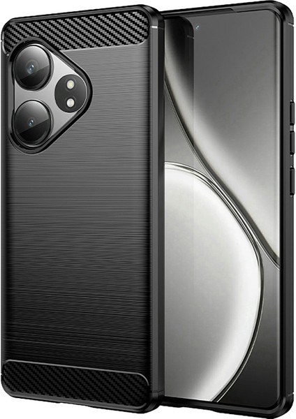 Realme Gt Neo6 5g/gt 6t 5g/gt 6 5g Kılıf Karbon Fiber Doku Tpu Fırçalanmış Telefon Kılıfı-Siyah (Yurt Dışından)