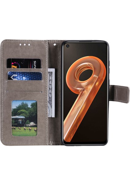 Realme 9i/oppo A36/A76 Baskılı Mandala Çiçek Pu Deri Kılıf Görüntüleme Standı Cüzdan Folio Flip Kılıf Bilek Kayışı Ile-Gri (Yurt Dışından) fırsatları