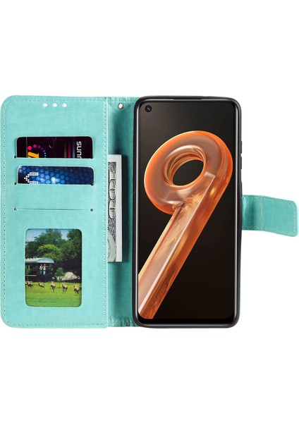 Realme 9i/oppo A36/A76 Baskılı Mandala Çiçek Pu Deri Kılıf Görüntüleme Standı Cüzdan Folio Flip Kılıf Bilek Kayışı Ile-Yeşil (Yurt Dışından) fırsatları
