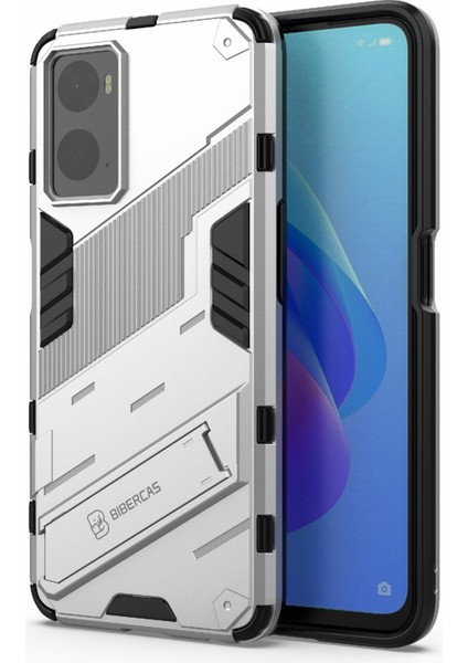 Realme 9i/oppo A36/A76 Için Sert Pc+Yumuşak Tpu Kılıf Ayarlanabilir Ayaklı Iyi Korunan Telefon Kılıfı Kabuk-Beyaz (Yurt Dışından) modelleri