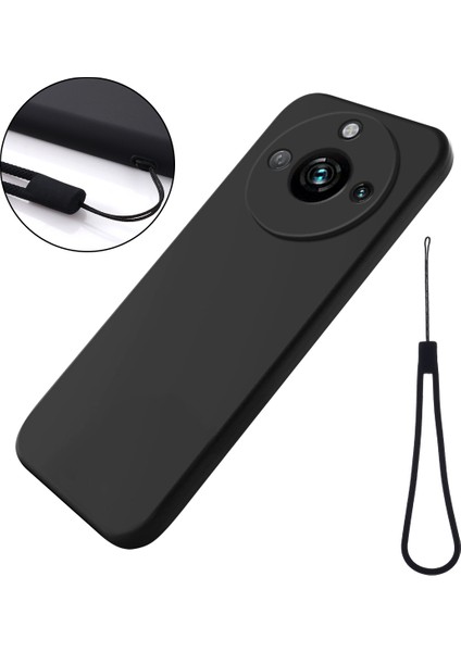 Realme Narzo 60 Pro 5g Telefon Kılıfı Kabuğu Sıvı Silikon + Yumuşak Astar Çizilmez Kapak-Siyah (Yurt Dışından)