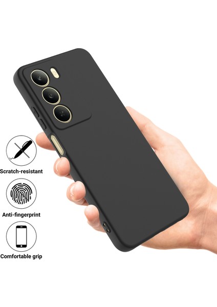 Realme 14X 5g Sıvı Silikon Kılıf Telefon Arka Kapağı El Kayışı Ile-Siyah (Yurt Dışından)