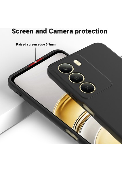 Realme 14X 5g Sıvı Silikon Kılıf Telefon Arka Kapağı El Kayışı Ile-Siyah (Yurt Dışından)