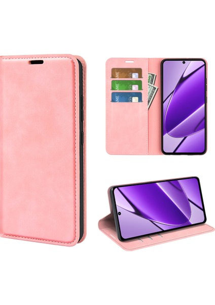 Realme 11X 5g/11 5g(Global)Slim-Fit Shell Skin-Touch Cüzdan Telefon Kılıfı Standı Pu Deri Cep Telefonu Kılıfı-Pembe (Yurt Dışından) indirimleri
