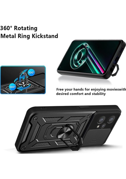 Realme 9 Pro+Sert Pc+Yumuşak Tpu Telefon Kılıfı Sürgülü Lens Koruma Halkası Kickstand Kılıf-Mavi (Yurt Dışından) indirimleri