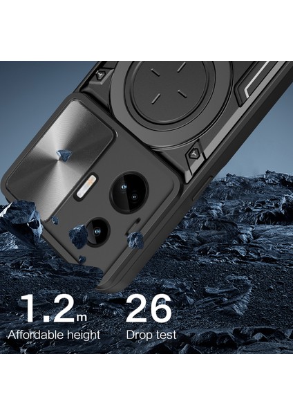 Realme Gt3 5g/gt Neo 5 5g Pc+Tpu Döndürülebilir Destek Kapağı Sürgülü Lens Koruma Darbeye Dayanıklı Telefon Kılıfı-Gümüş (Yurt Dışından)