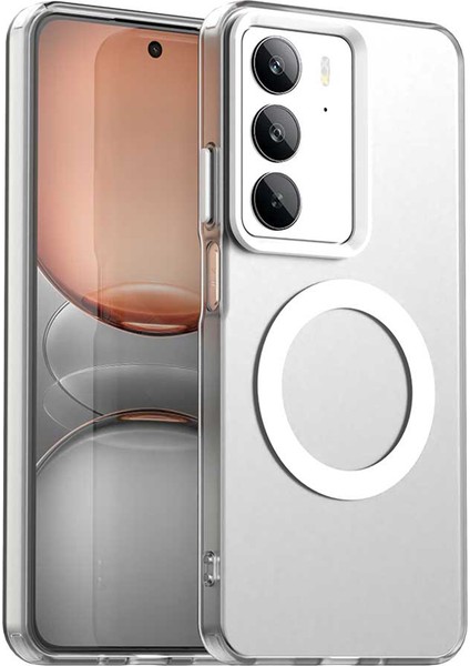 Realme C75 Kılıfı Magsafe Anti Drop Hibrit Telefon Arka Kapağı ile Uyumlu-Beyaz (Yurt Dışından)