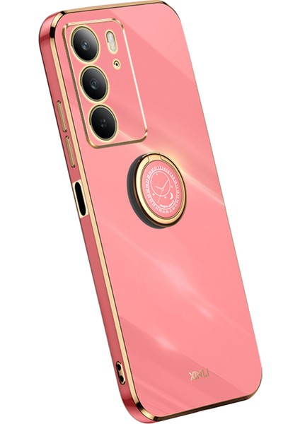 Xınlı Realme C75 Kılıf Halka Kickstand Elektrokaplama Tpu Telefon Kılıfı-Kırmızı (Yurt Dışından)