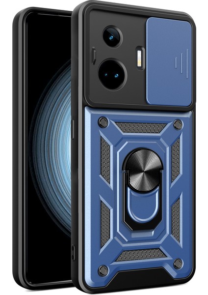 Realme Gt Neo 5 5g/gt3 5g Kılıf Sürgülü Lens Koruyucu Pc+Tpu Ayaklı Telefon Kılıfı-Mavi (Yurt Dışından)