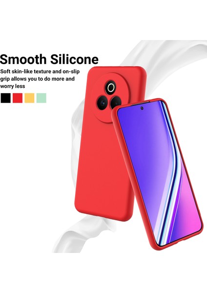Realme P3 Pro 5g Sıvı Silikon Kılıf Telefon Arka Kapağı El Kayışı Ile-Kırmızı (Yurt Dışından)
