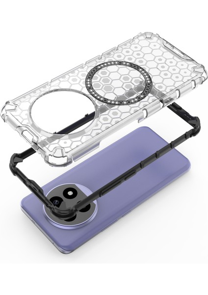 Realme 13 Pro 5g(Global)/13 Pro+5g(Global)Kılıf Magsafe Honeycomb Tasarım Tpu+Pc Telefon Kılıfı ile Uyumlu-Kırmızı (Yurt Dışından)