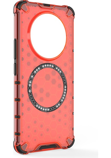Realme 13 Pro 5g(Global)/13 Pro+5g(Global)Kılıf Magsafe Honeycomb Tasarım Tpu+Pc Telefon Kılıfı ile Uyumlu-Kırmızı (Yurt Dışından)