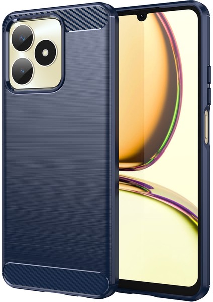 Realme Note 50 4g Kılıf Karbon Fiber Doku Düşmeye Karşı Tpu Arka Kapak-Mavi (Yurt Dışından)
