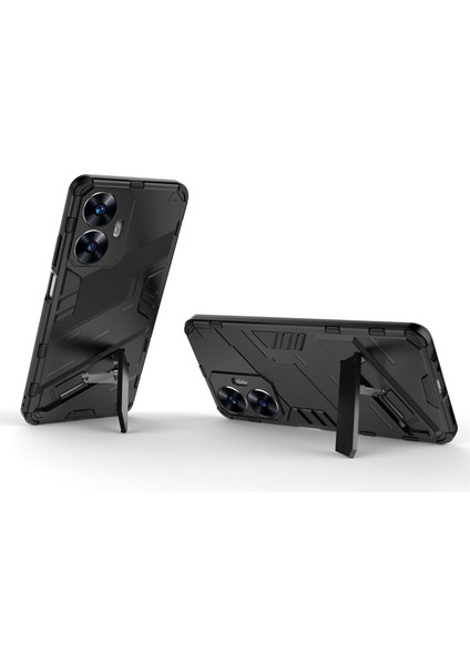Realme C55 4g Kickstand Telefon Kılıfı Çizilmez Pc+Tpu Koruyucu Kılıf-Siyah (Yurt Dışından) fiyatları