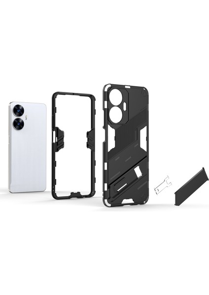 Realme C55 4g Kickstand Telefon Kılıfı Çizilmez Pc+Tpu Koruyucu Kılıf-Siyah (Yurt Dışından) modelleri