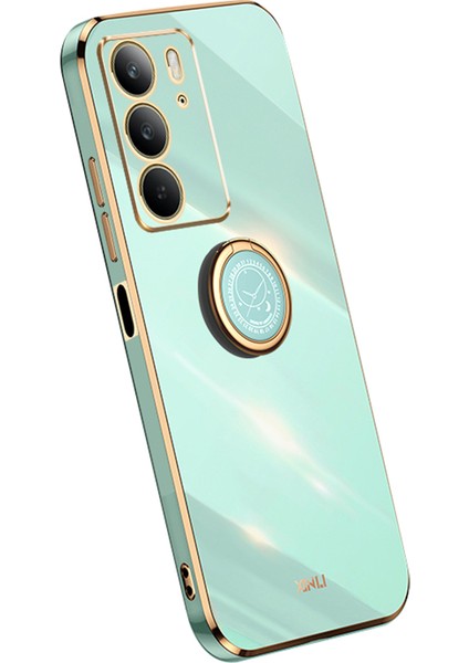 Xınlı Realme C75 Kılıf Halkası Kickstand Elektrokaplama Tpu Telefon Kılıfı-Camgöbeği (Yurt Dışından)