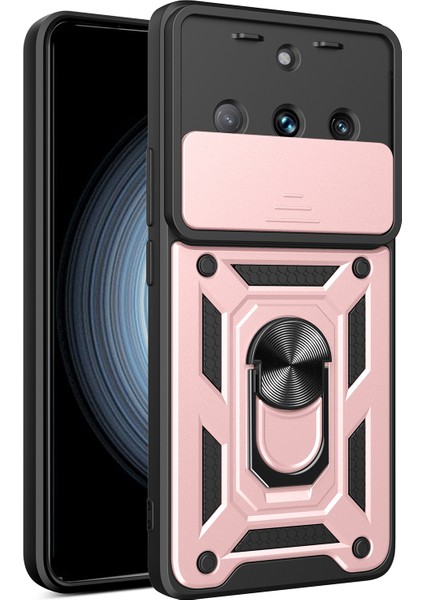 Realme 11 Pro 5g/11 Pro+5g,pc+Tpu Halkalı Kickstand Kılıfı-Gül Altını Için Slayt Lens Korumalı Telefon Kılıfı (Yurt Dışından)