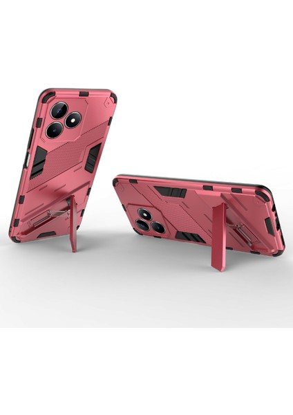 Realme C53 (KÜRESEL)/C53 (HINDISTAN)/C51 Kickstand Arka Kılıf Pc+Tpu Darbeye Dayanıklı Telefon Kılıfı-Gül (Yurt Dışından) modelleri