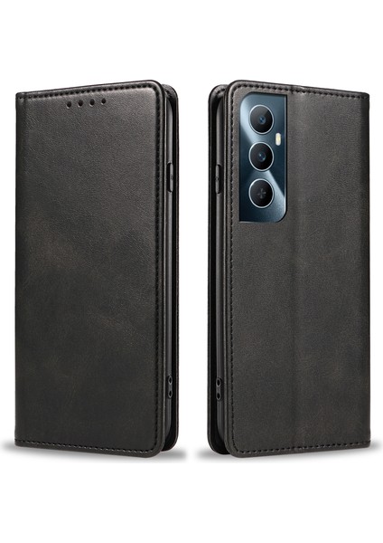 Realme C65 4g Kılıf Güçlü Manyetik Kapatma Kart Yuvaları Deri Telefon Kılıfı-Siyah (Yurt Dışından)