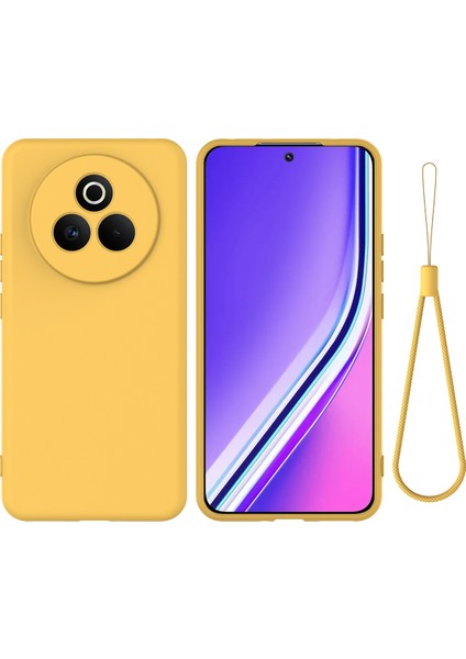 Realme P3 Pro 5g Sıvı Silikon Kılıf Telefon Arka Kapağı El Kayışı Ile-Sarı (Yurt Dışından)