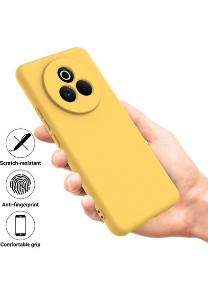 Realme P3 Pro 5g Sıvı Silikon Kılıf Telefon Arka Kapağı El Kayışı Ile-Sarı (Yurt Dışından)