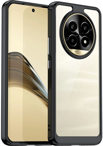 Realme 13 Pro 5g(Global)/13 Pro+5g(Global)Darbeye Dayanıklı Kılıf Tpu+Akrilik Koruyucu Şeffaf Telefon Kılıfı-Siyah (Yurt Dışından)