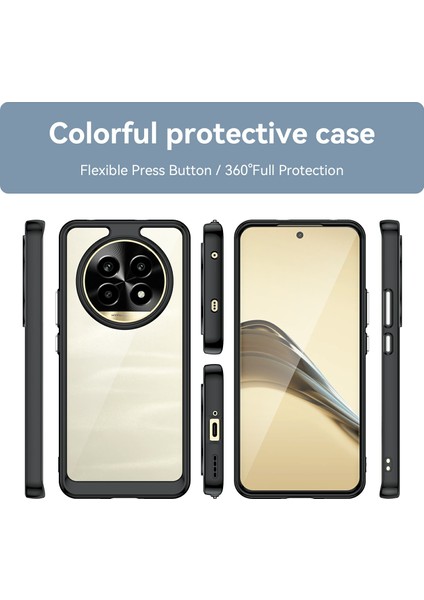 Realme 13 Pro 5g(Global)/13 Pro+5g(Global)Darbeye Dayanıklı Kılıf Tpu+Akrilik Koruyucu Şeffaf Telefon Kılıfı-Siyah (Yurt Dışından)