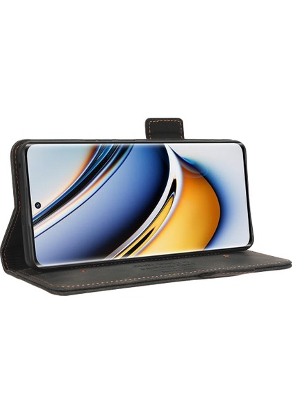 Realme 11 Pro 5g/11 Pro+5g Pu Deri Telefon Kılıfı Çizilmez Donanım Dekor Standı Kapak Cüzdan-Siyah (Yurt Dışından) indirimleri