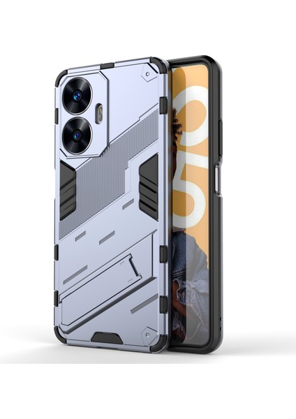 Realme C55 4g Kickstand Telefon Kılıfı Çizilmez Pc+Tpu Koruyucu Kılıf-Gri (Yurt Dışından)