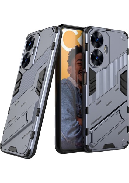 Realme C55 4g Kickstand Telefon Kılıfı Çizilmez Pc+Tpu Koruyucu Kılıf-Gri (Yurt Dışından) indirimleri