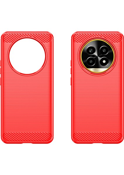 Realme 13 Pro 5g(Global)/13 Pro+5g(Global)Kılıf Karbon Fiber Doku Tpu Fırçalanmış Telefon Kılıfı-Kırmızı (Yurt Dışından)